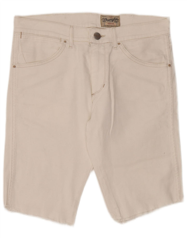 Wrangler Mens Vegas Denim Shorts W31 Algodón Blanco Mediano