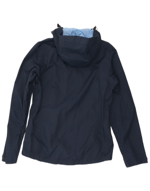Jack Wolfskin Chaqueta impermeable con capucha para mujer UK 12/14 Medium Azul marino Poliamida