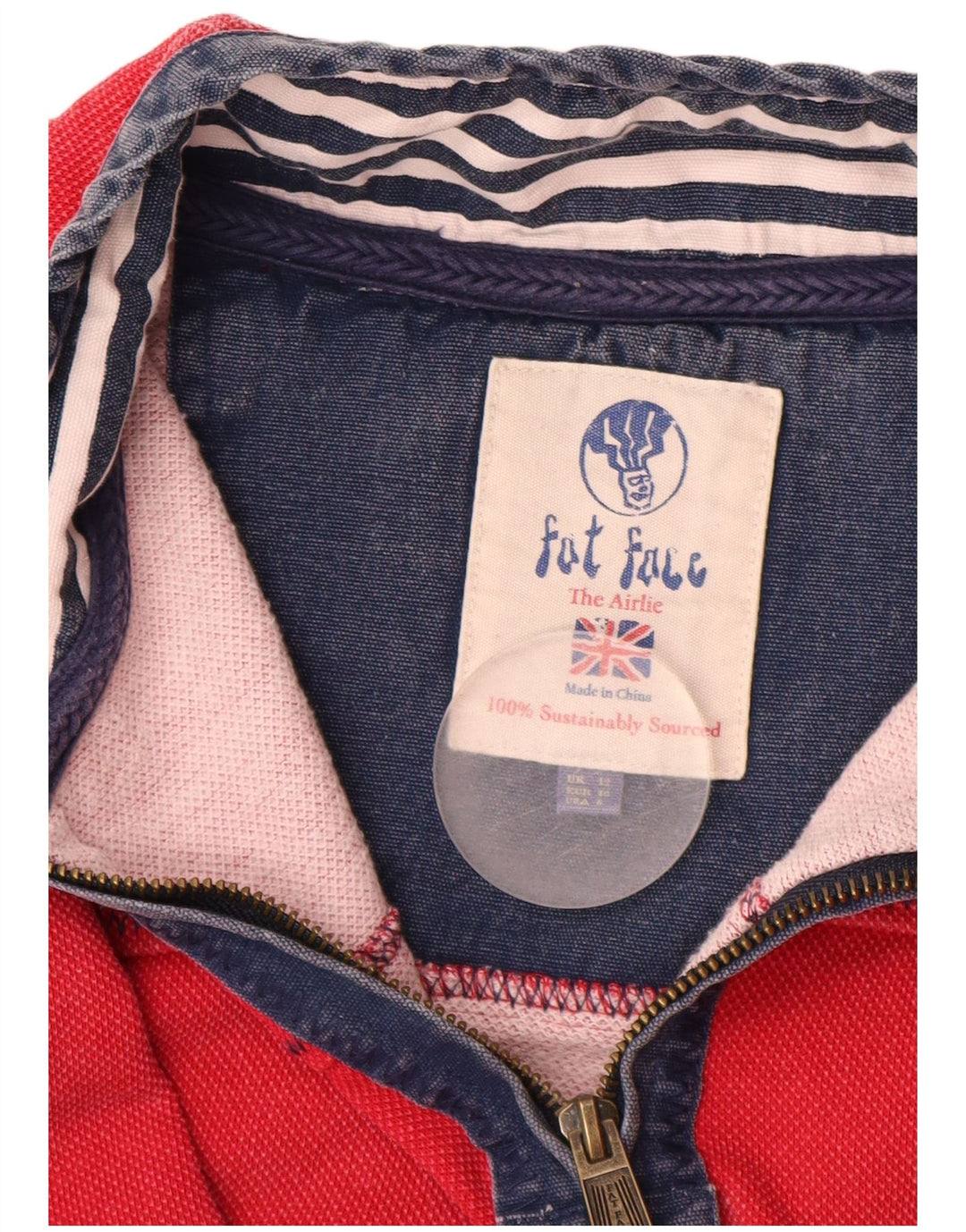 FAT FACE Sudadera con Cuello y Cremallera para Mujer UK 12 Medium Red Cotton