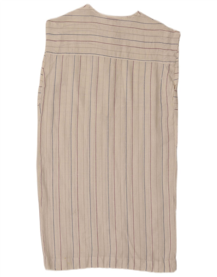 Vintage mujer sin mangas vestido de cambio IT 42 medio de rayas blancas