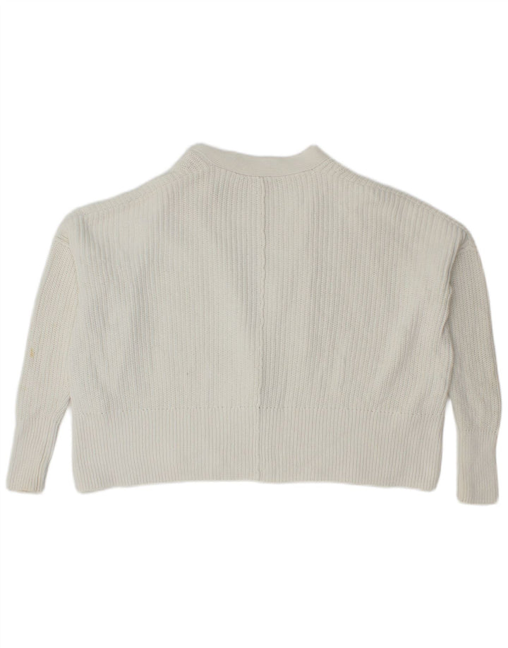 WHISTLES Suéter tipo cárdigan abierto de gran tamaño para mujer UK 6 XS Algodón blanco