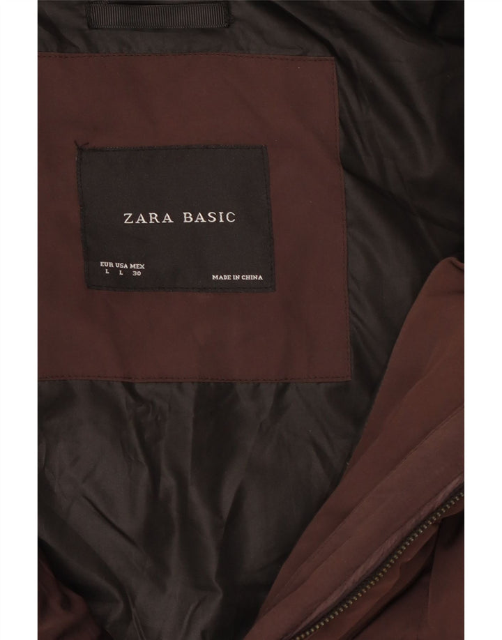 Zara Mujer Abrigo Acolchado UK 46 Grande Marrón