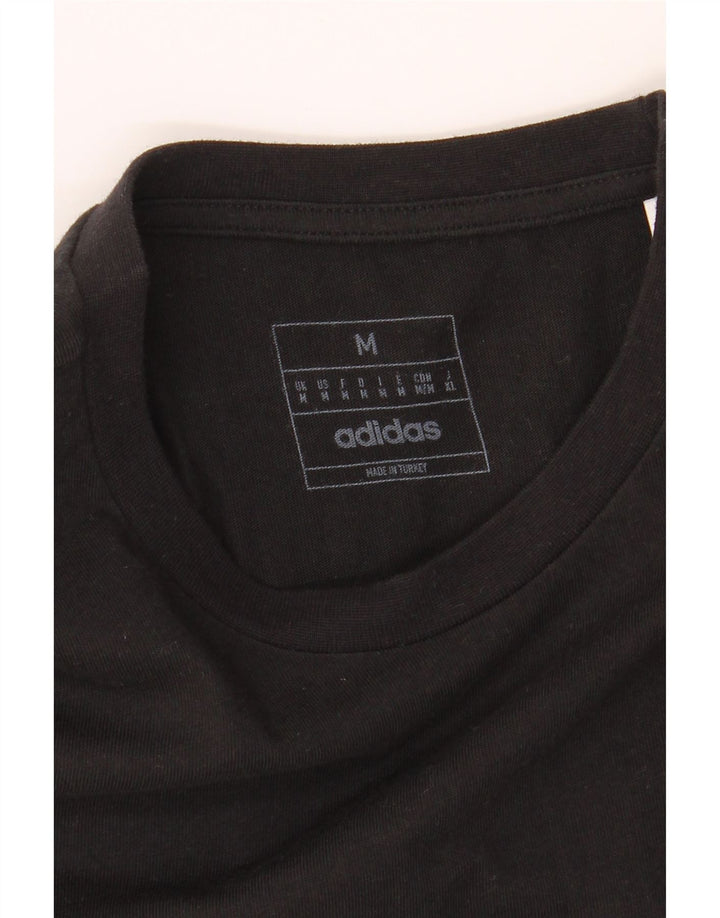 ADIDAS Mens Graphic T-Shirt Top Medium Black Cotton Vintage Adidas and Second-Hand Adidas from Messina Hembry 