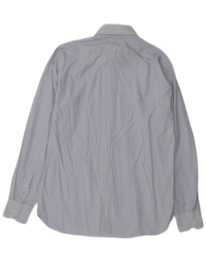 Boggi Milano Camisa Hombre Talla 38 15 1/2 Algodón Azul Medio