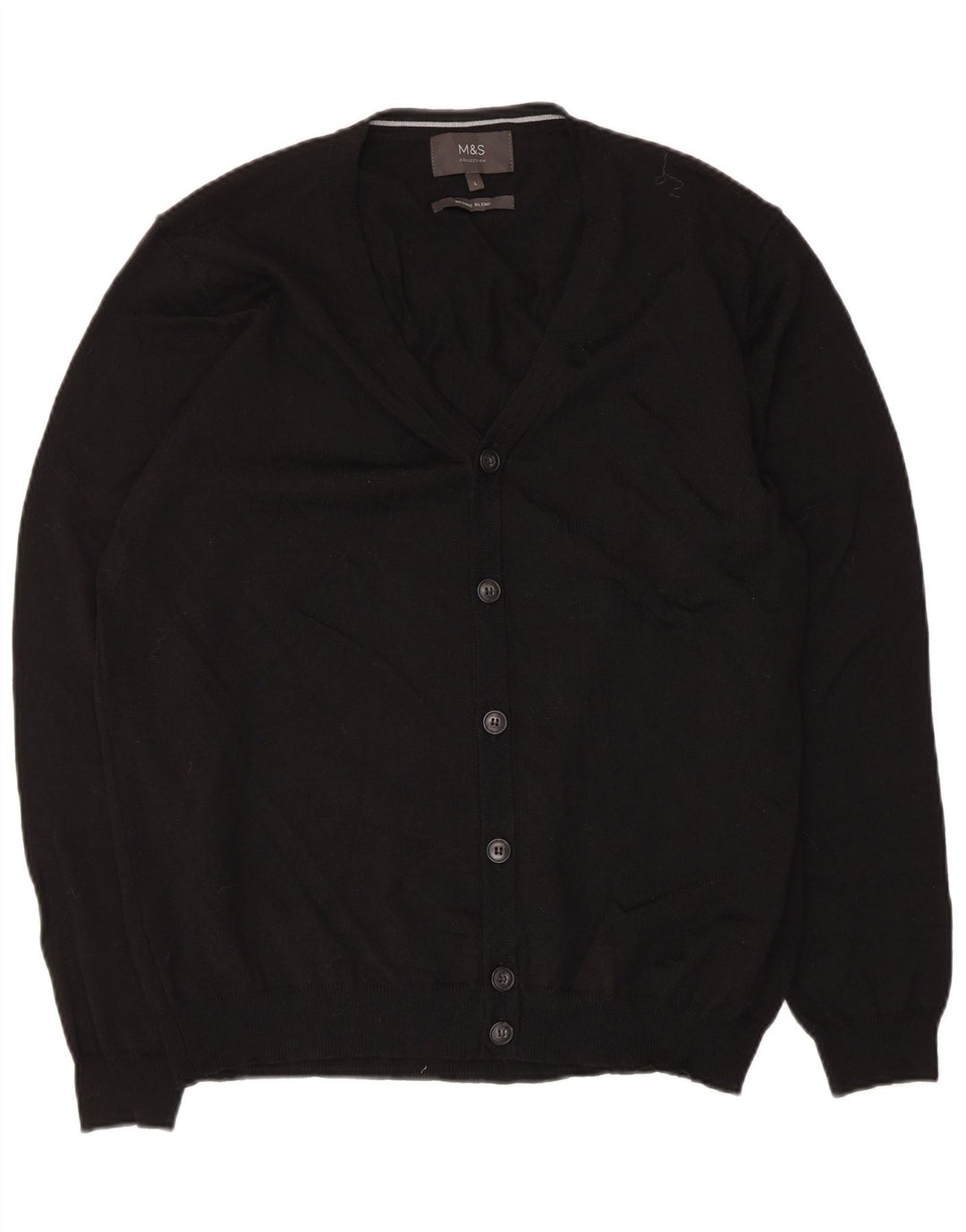 Marks & Spencer Suéter tipo cárdigan para hombre, tamaño grande, acrílico negro
