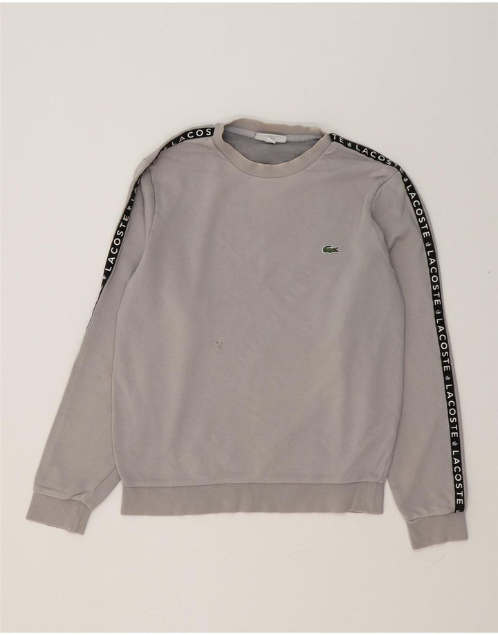 Lacoste Sudadera gráfica para hombre Jumper Talla 3 Pequeño Gris Colorblock