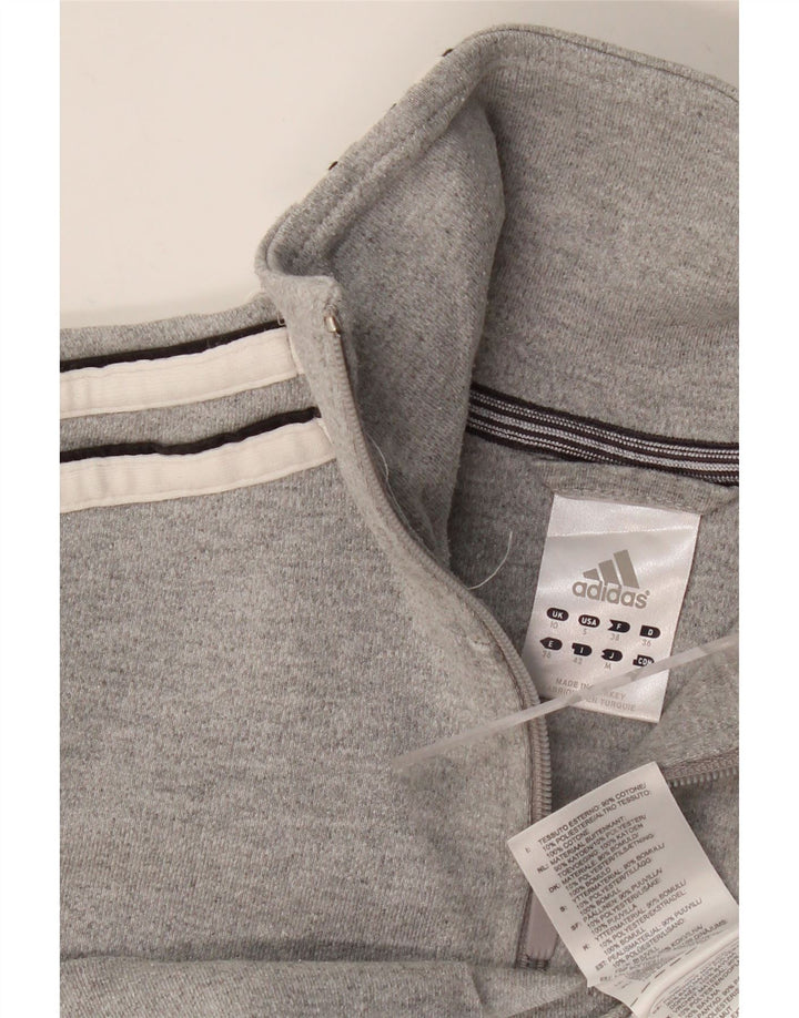 Adidas Mujer Chándal Top Chaqueta Reino Unido 10 Pequeño Gris Algodón