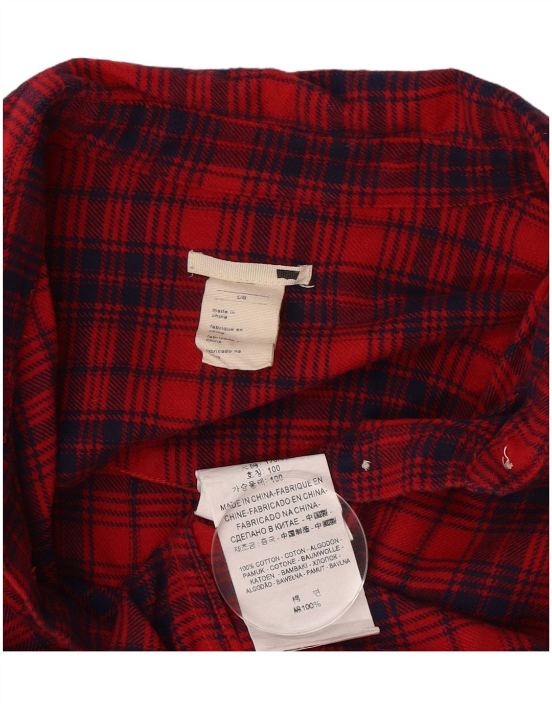 Levi's Camisa de franela para mujer UK 44 Algodón a cuadros rojos grandes