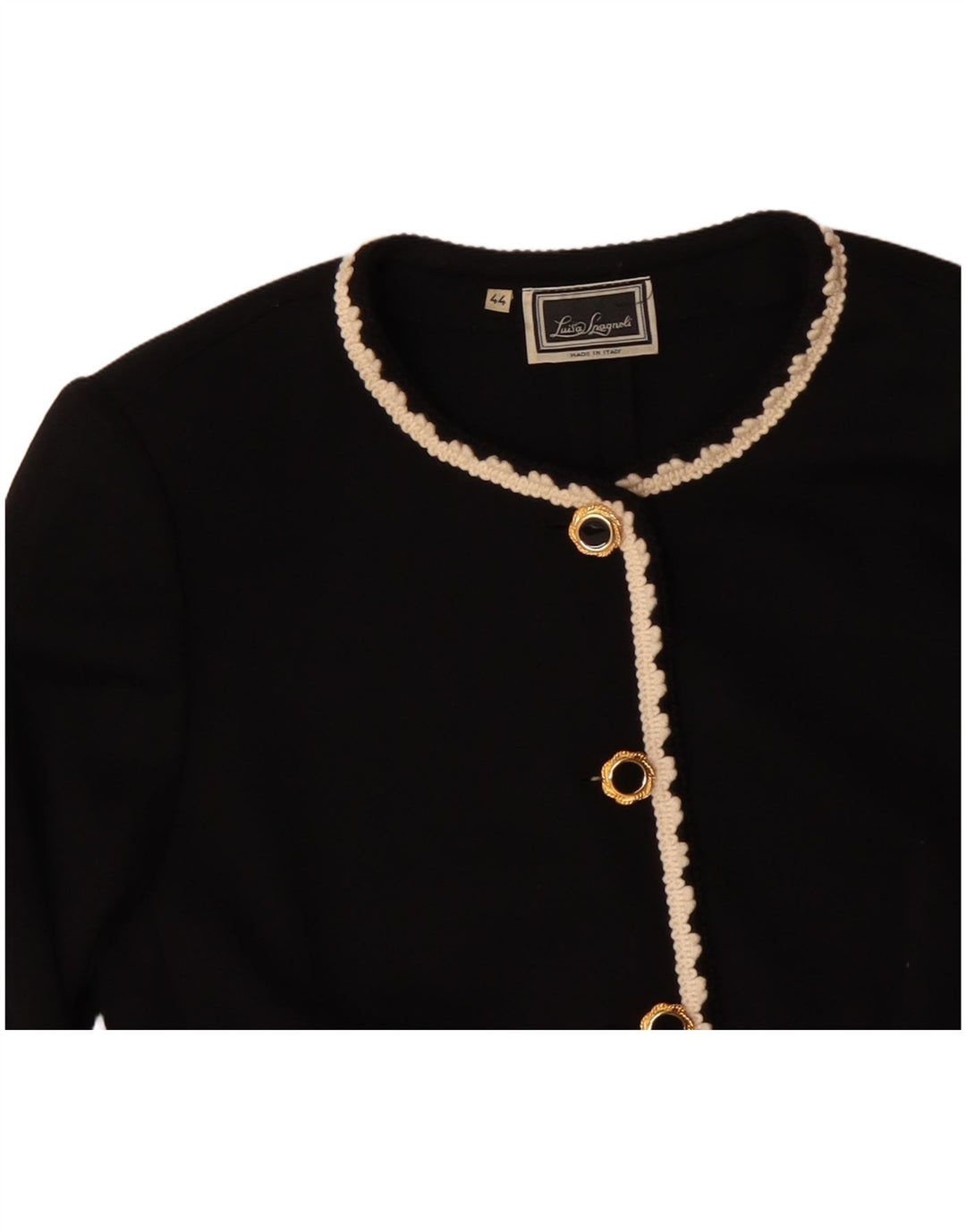 LUISA SPAGNOLI Chaqueta tipo blazer de 5 botones para mujer IT 44 Acetato negro mediano