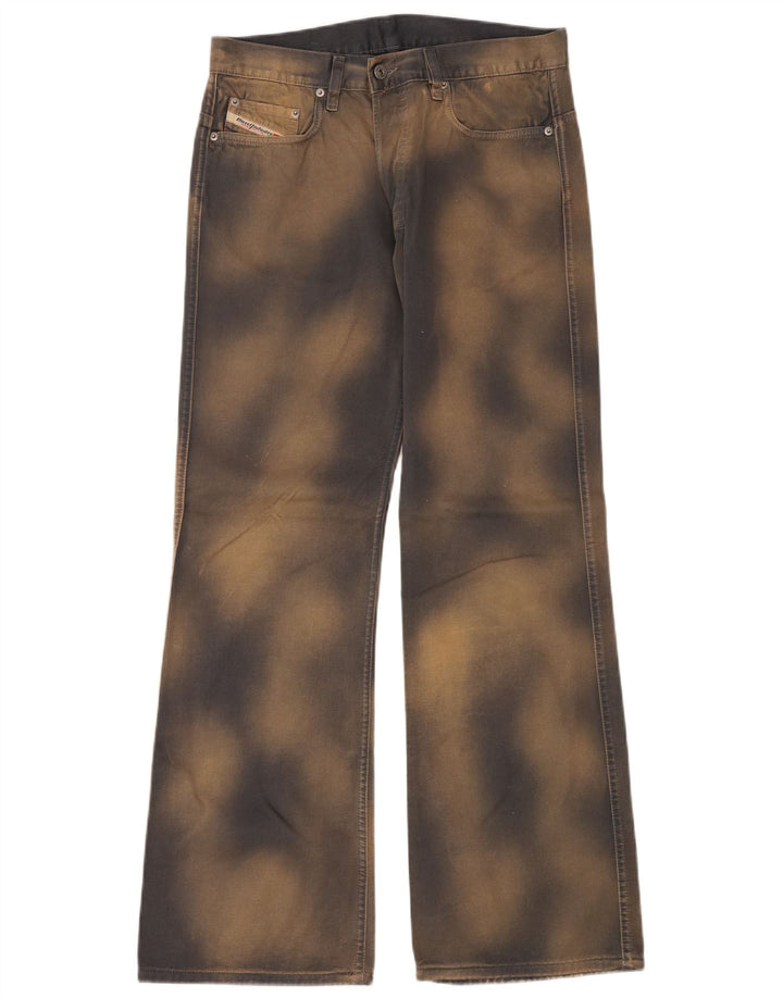 DIESEL Pantalones casuales con corte de bota para hombre W32 L32 Beige Tie Dye Algodón