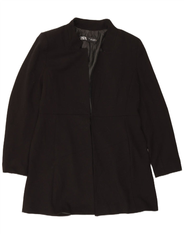 Zara Mujer Abrigo UK 46 Grande Poliéster Negro