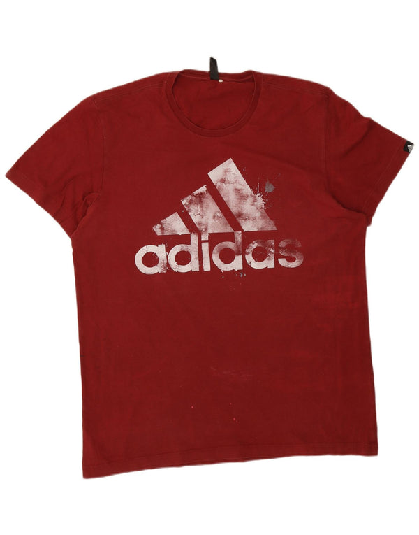 Adidas - Camiseta gráfica para hombre, talla grande, algodón rojo