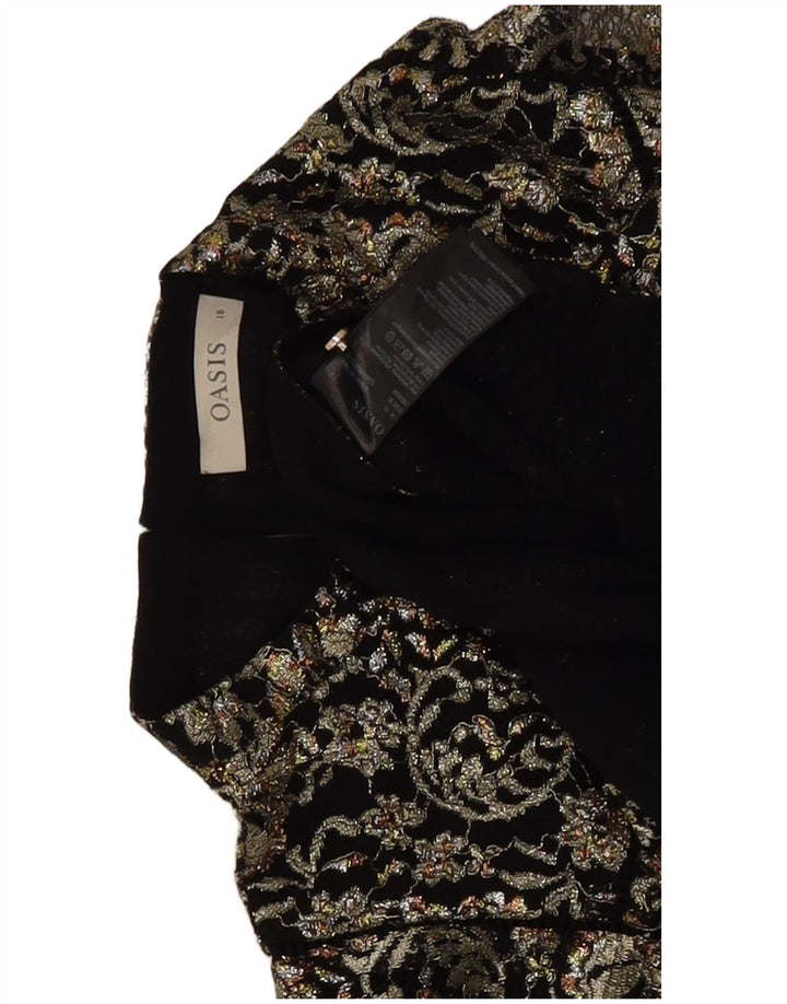 Blusa Oasis para mujer Top UK 10 Small Black Floral Viscose
