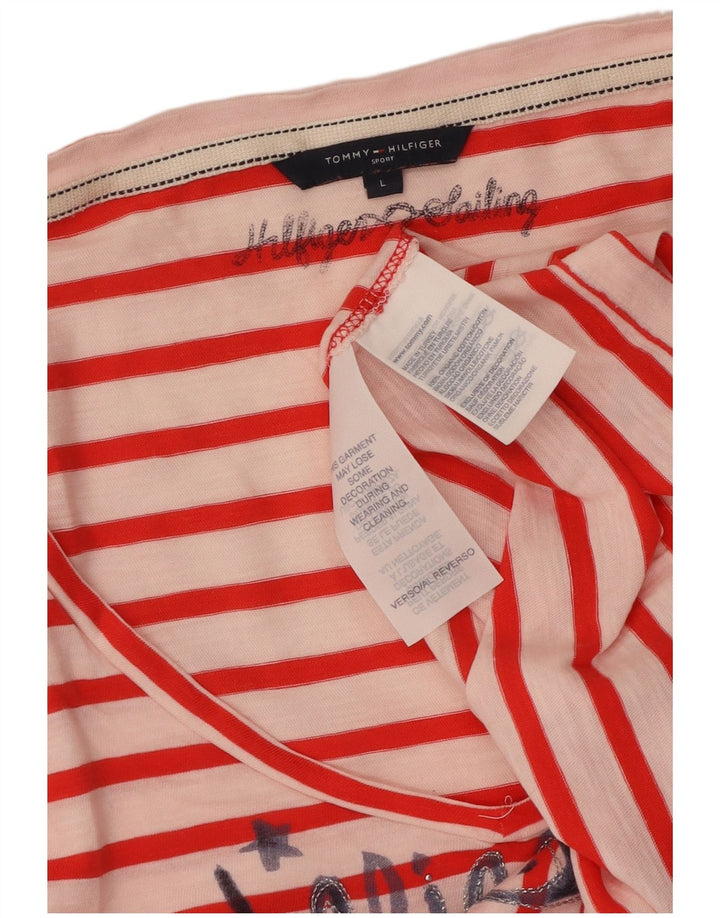 TOMMY HILFIGER Camiseta corta con gráfico para mujer UK 40 Large Red Stripes