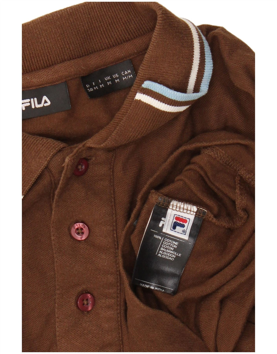 Fila Polo De Manga Larga Para Hombre Algodón Marrón Medio