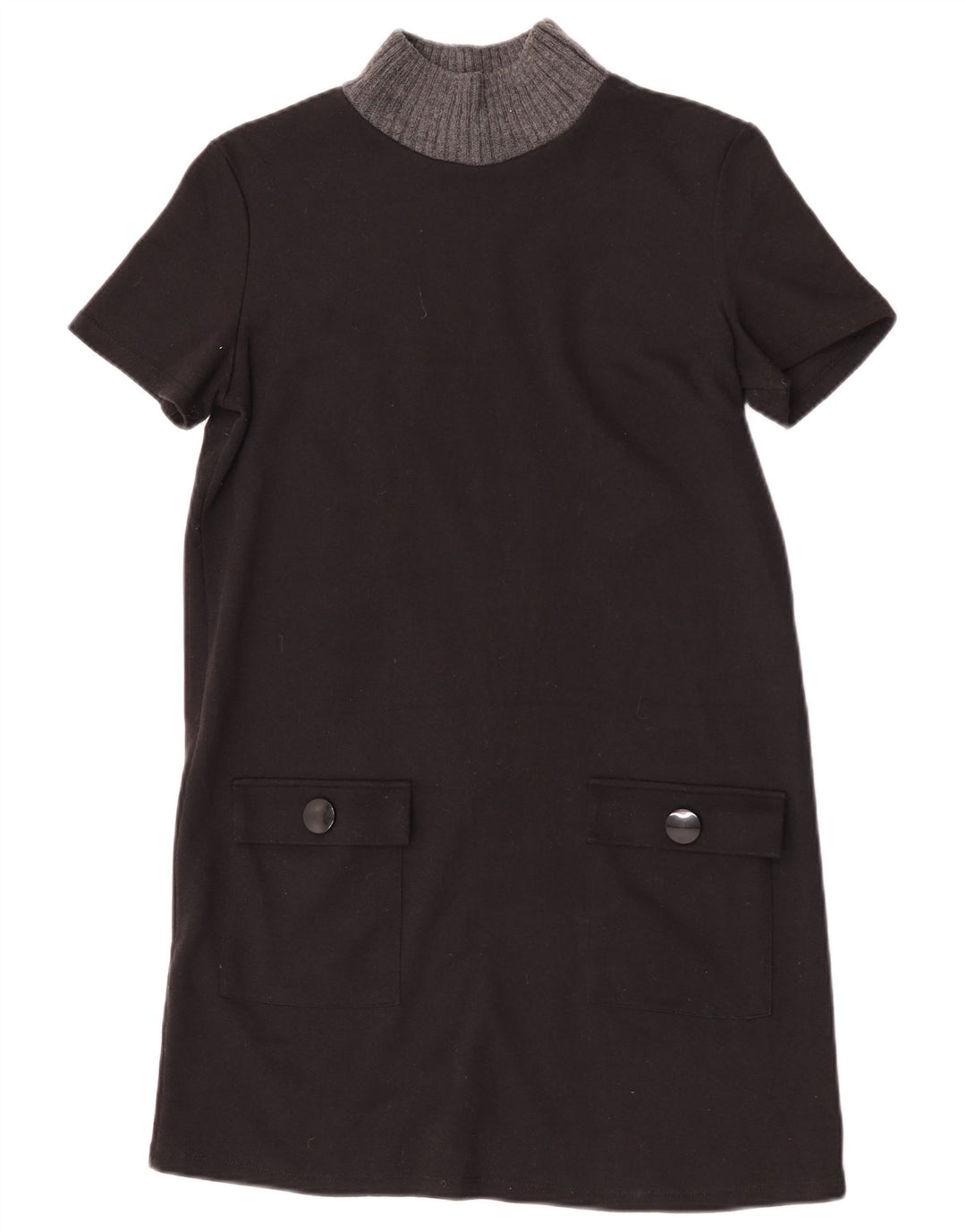 Zara Mujer Trafaluc Vestido Recto UK 42 Mediano Negro Colorblock Poliéster