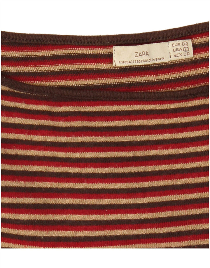 Zara Mujer Top Manga 3/4 UK 40 Grande Rayas Multicolor