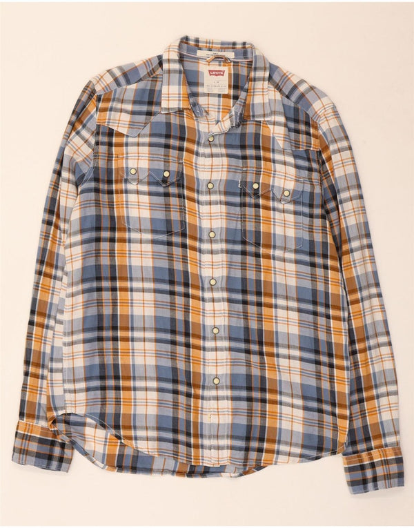 Levi's Camisa de franela slim fit de algodón con cuadros multicolores grandes