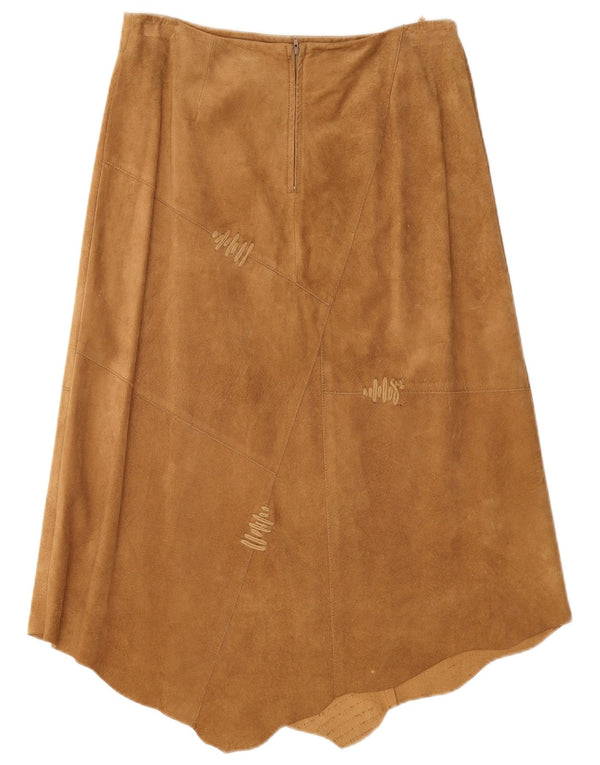 Conbipel Falda asimétrica de ante de cintura alta para mujer IT 48 XL W30 Marrón