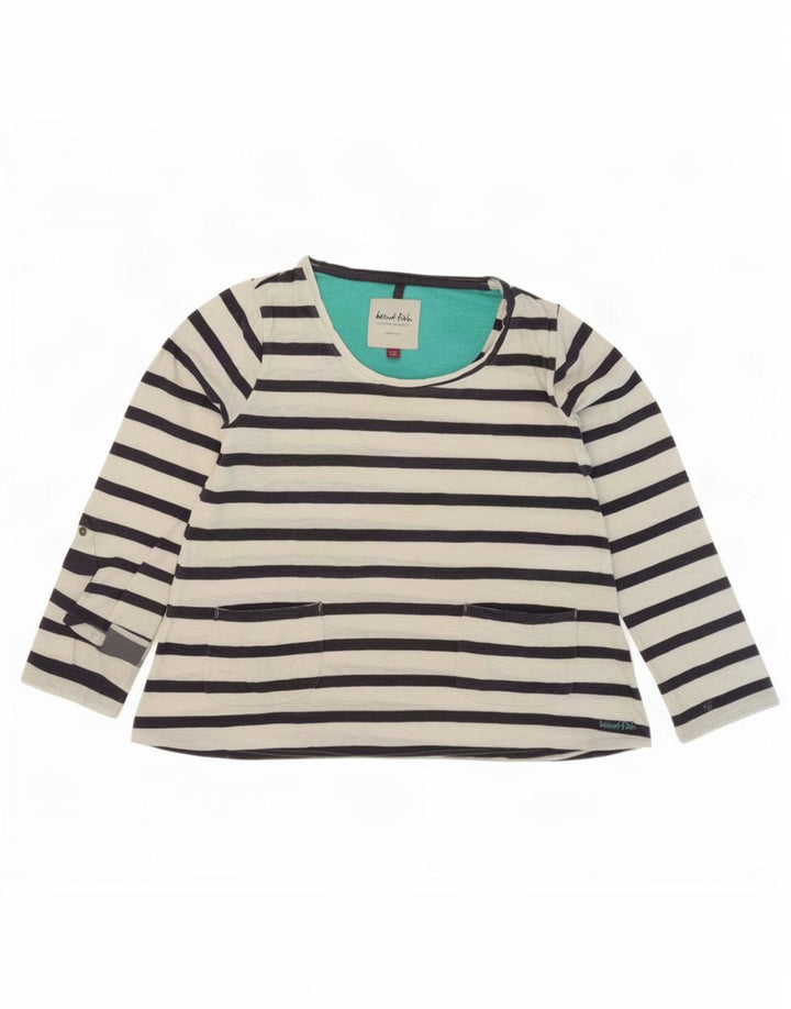 Weird Fish Top para mujer de manga larga UK 42 Algodón a rayas blanco mediano