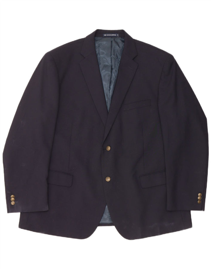 Dockers Chaqueta tipo blazer de 2 botones para hombre IT 50 Large Poliéster azul marino