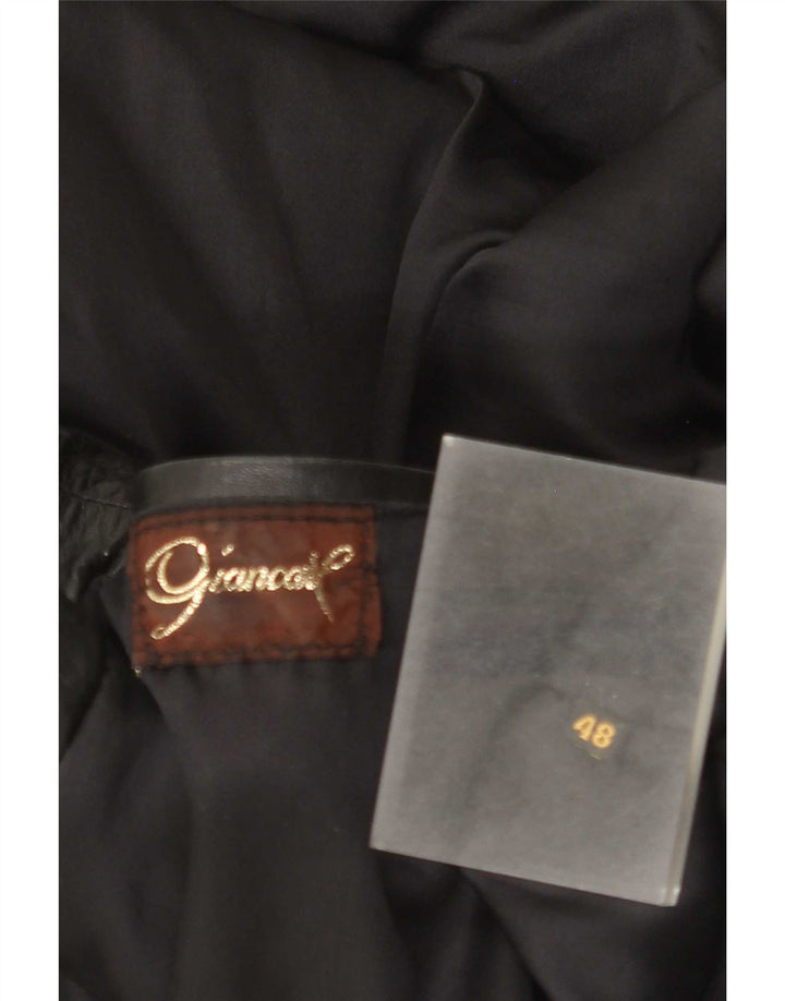 Chaqueta de cuero vintage para hombre IT 48 Medio Negro