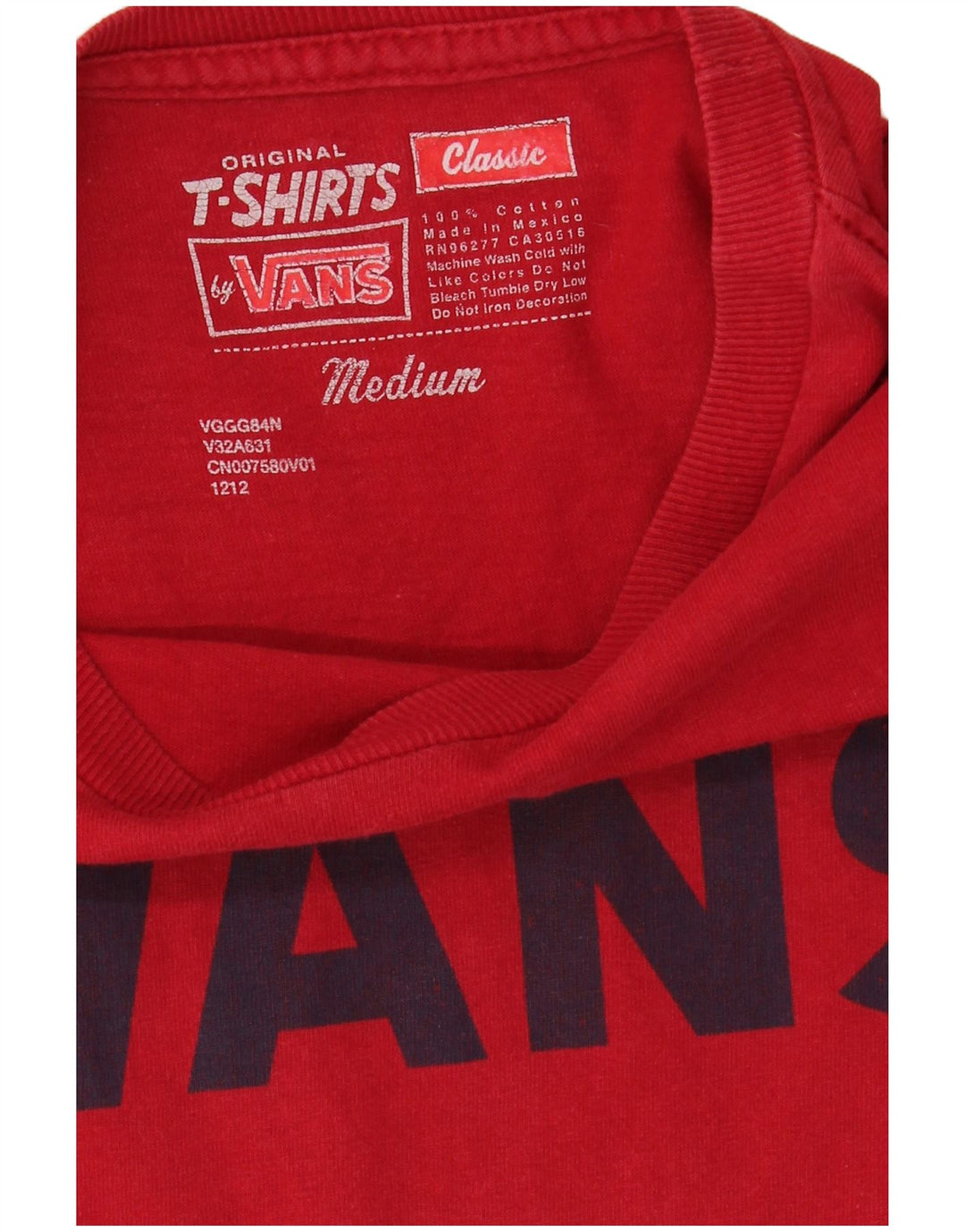 Vans Camiseta clásica con gráfico para hombre Top Medium Red Cotton
