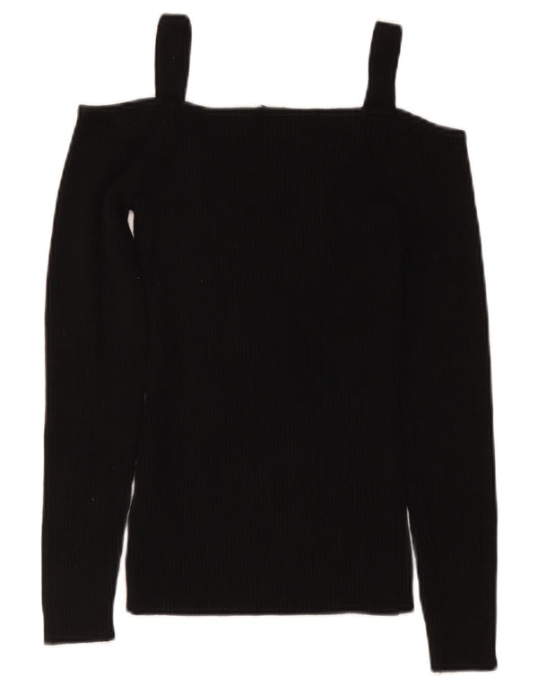 Guess Top corto con hombros descubiertos para mujer UK 8 Small Rayón negro