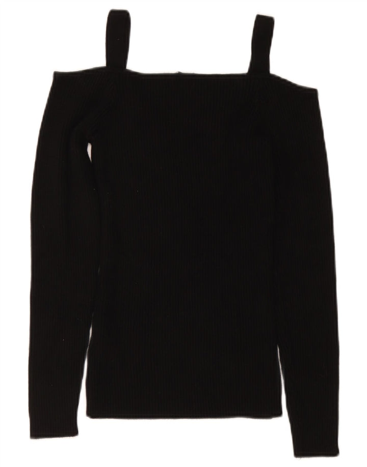 Guess Top corto con hombros descubiertos para mujer UK 8 Small Rayón negro