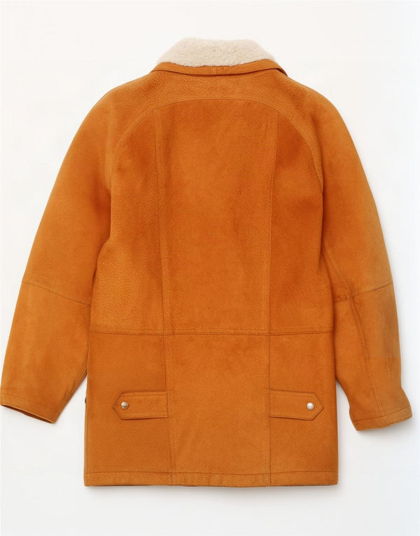 Vintage mujer chaqueta de ante de gran tamaño Reino Unido 12 cuero beige medio