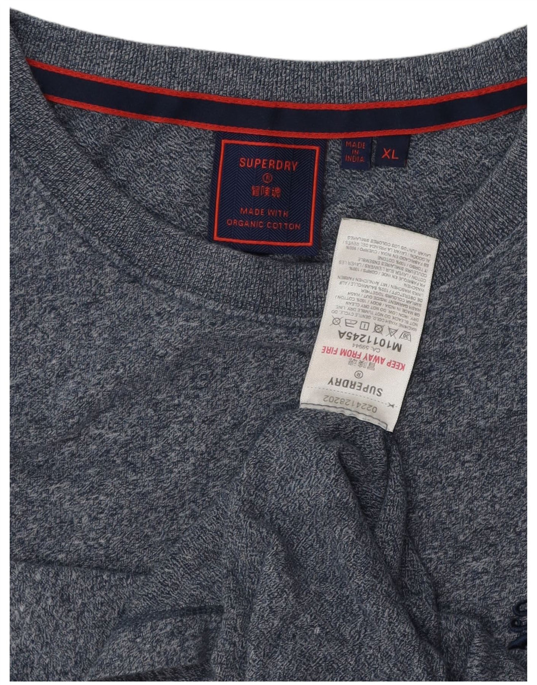 SUPERDRY Camiseta Hombre Top XL Algodón Moteado Azul Marino