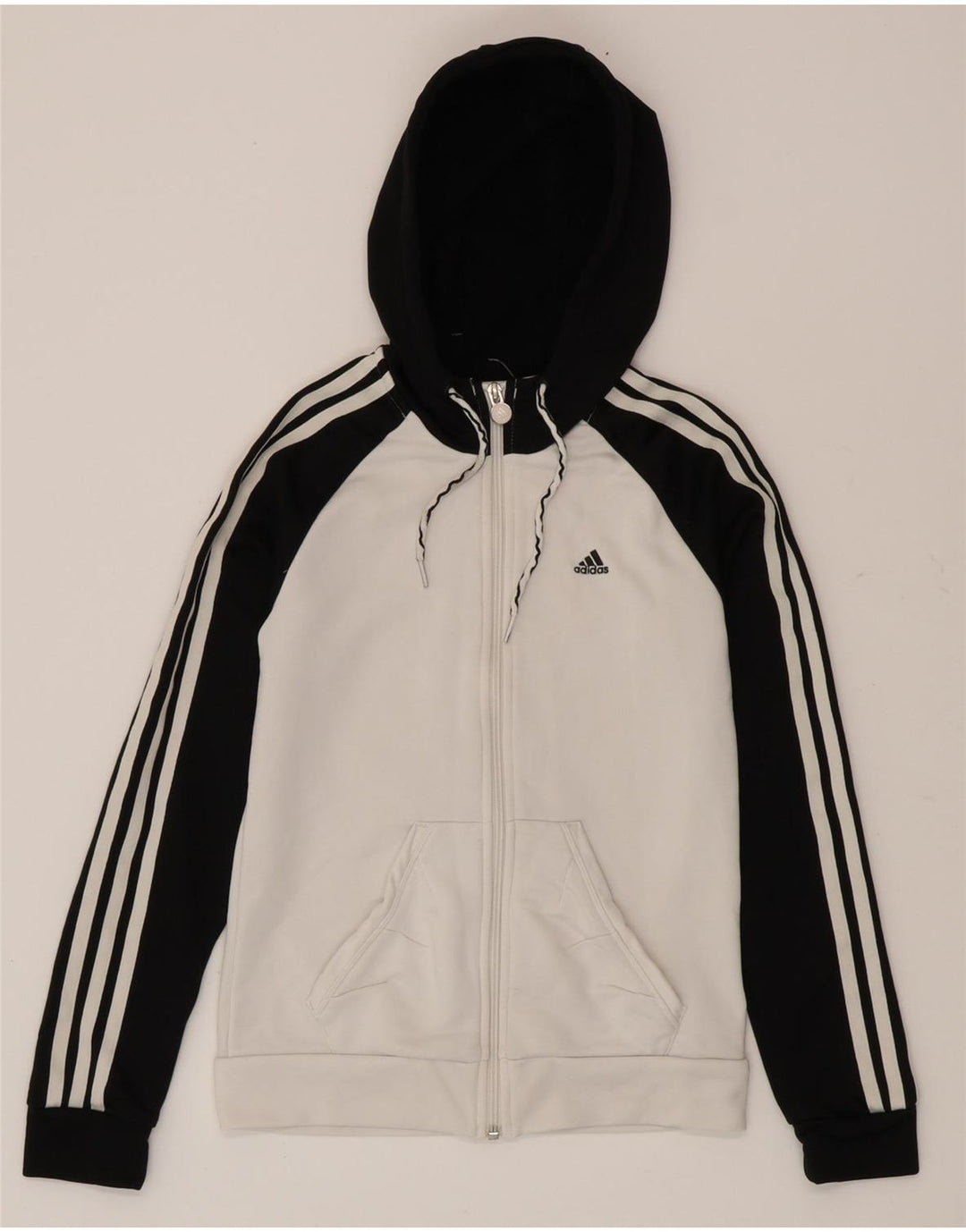 Adidas Sudadera con capucha y cremallera para mujer UK 8 Small White Colourblock Poliéster