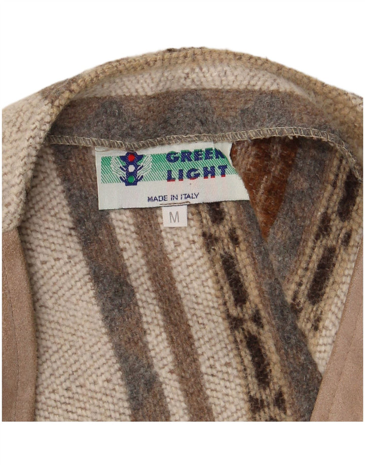 Vintage hombres utilidad Gilet Reino Unido 38 lana geométrica gris medio