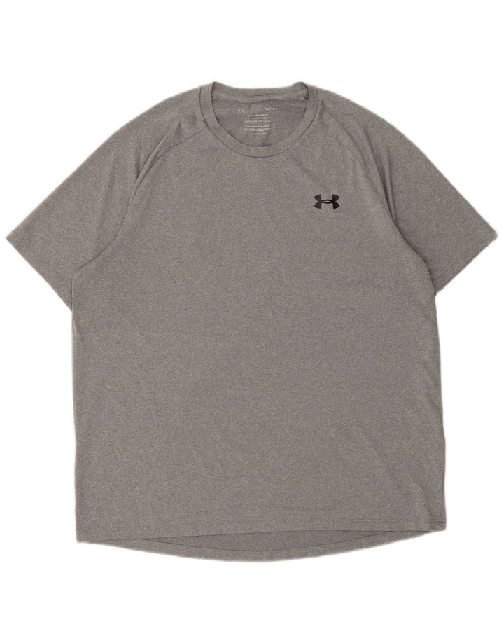 UNDER ARMOUR Mens Heat Gear T-Shirt Top Medium Grey Polyester