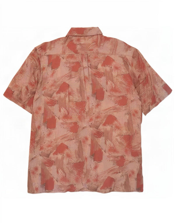 Vintage hombres patrón abstracto camisa de manga corta viscosa rosa medio