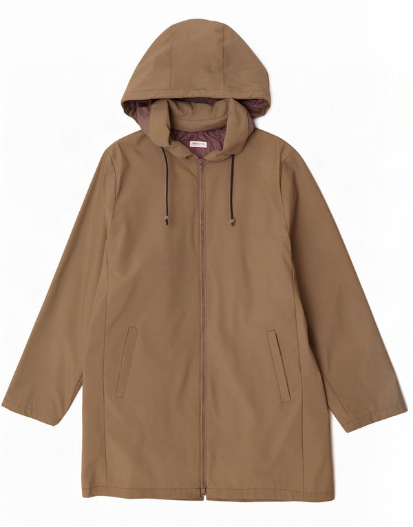Max & Co. Chubasquero con capucha para mujer UK 44 Large Poliamida caqui