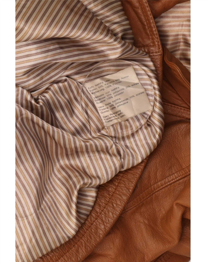 Chaqueta de cuero vintage para hombre IT 54 2XL Beige