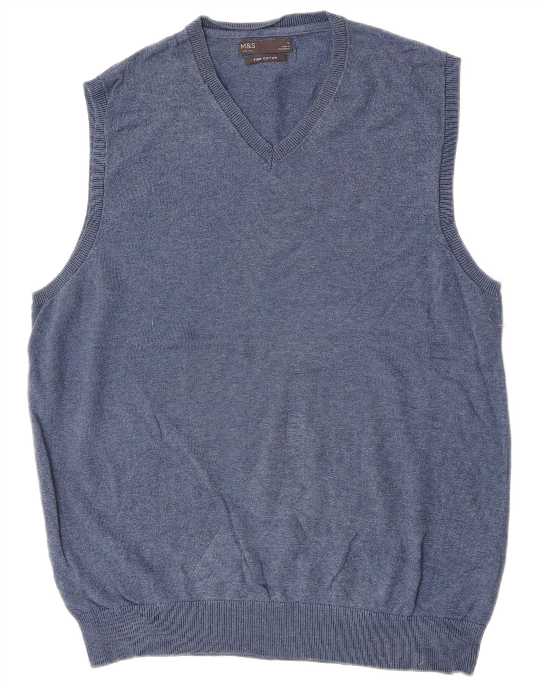MARKS & SPENCER Camiseta sin mangas para hombre, talla grande, algodón azul