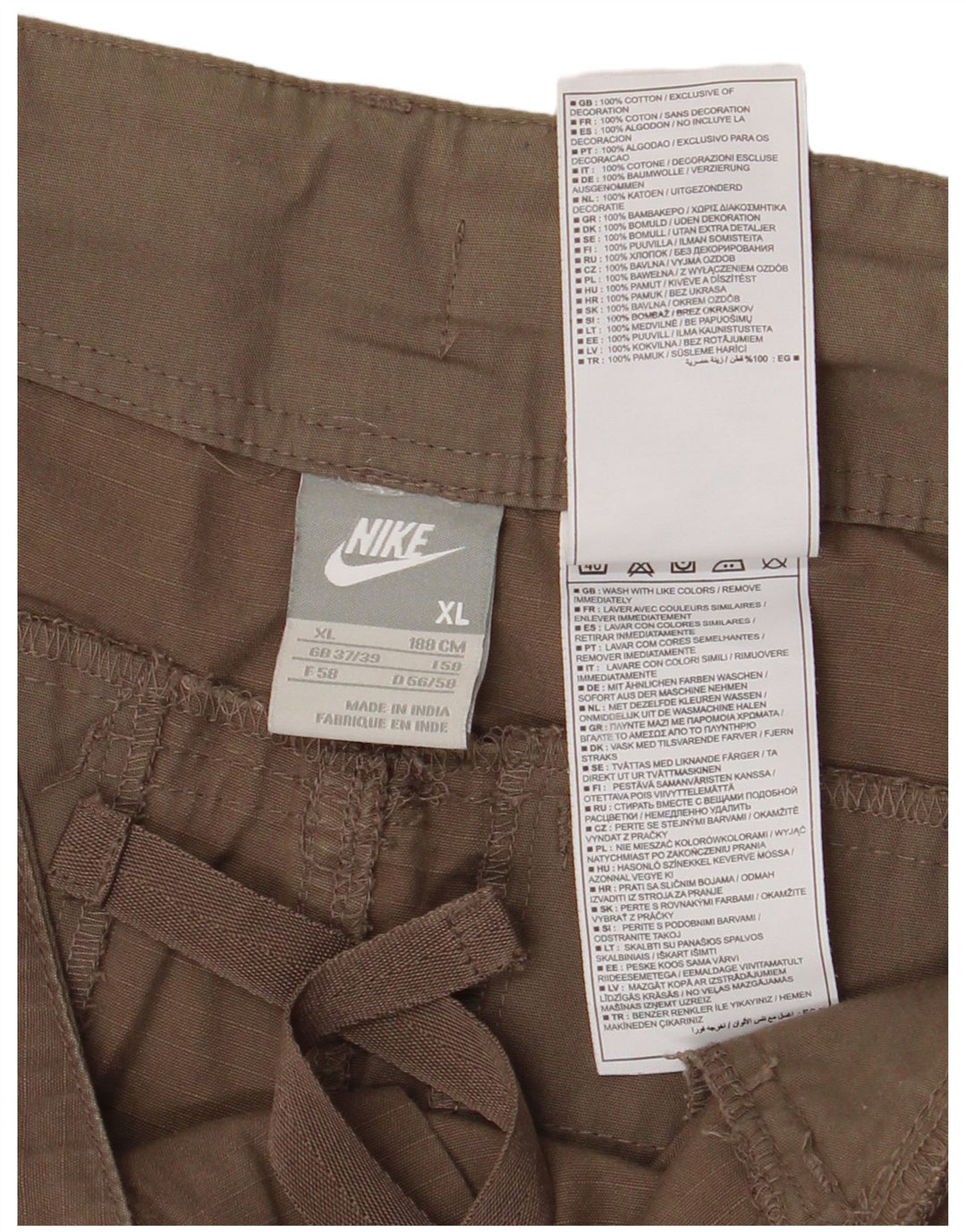 NIKE Shorts Cargo Hombre W38 XL Algodón Marrón