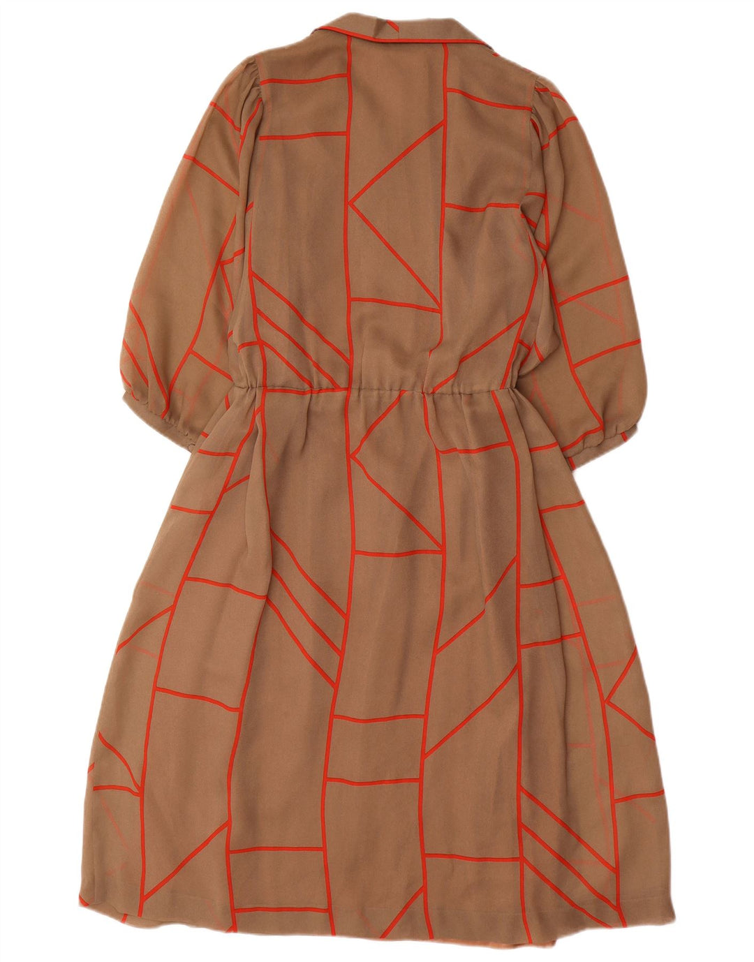 EXCLUSIVO Vestido evasé de manga larga para mujer EU 40 Marrón medio Geométrico