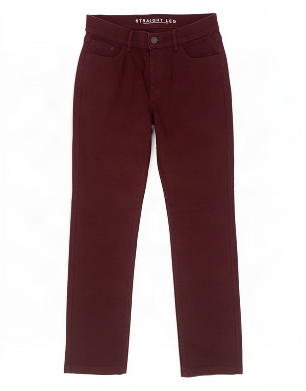 Marks & Spencer Vaqueros rectos para mujer UK 12 Medium W30 L29 Algodón burdeos