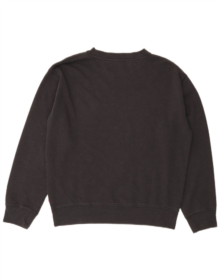 LEVI'S Sudadera con gráfico extragrande para mujer UK 10 Small Black Cotton