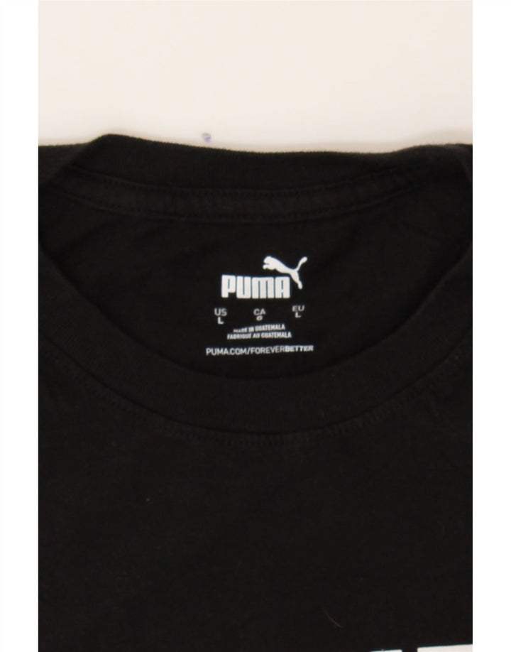 PUMA Mens Graphic T-Shirt Top Large Black Cotton Vintage Puma and Second-Hand Puma from Messina Hembry 