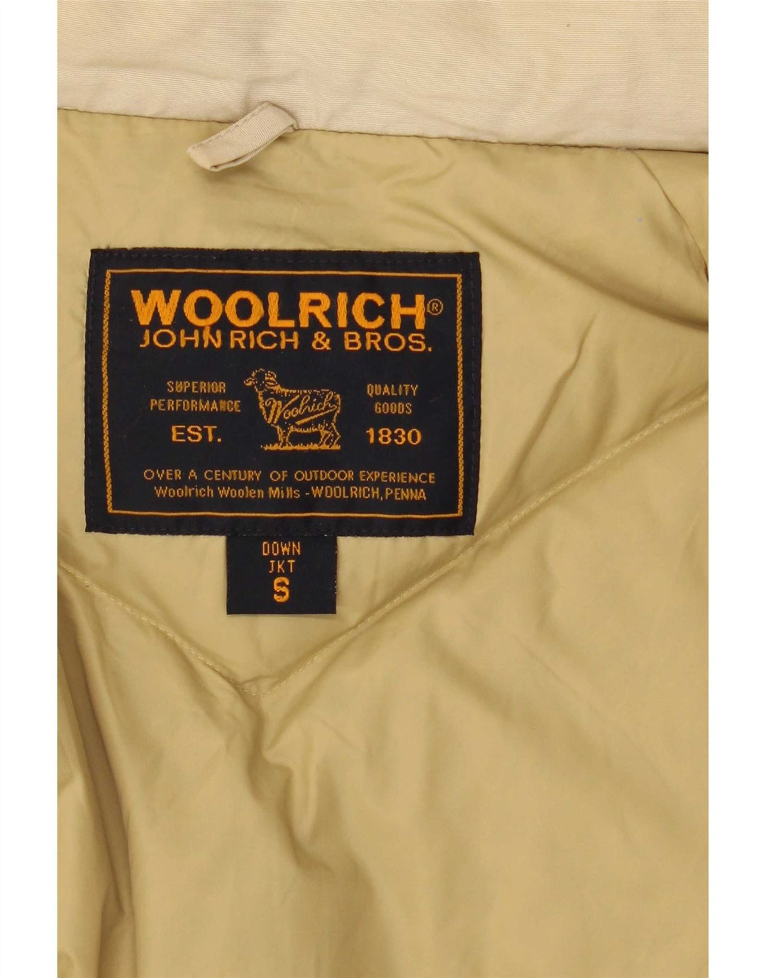Woolrich Abrigo acolchado con capucha para hombre UK 36 Small Beige