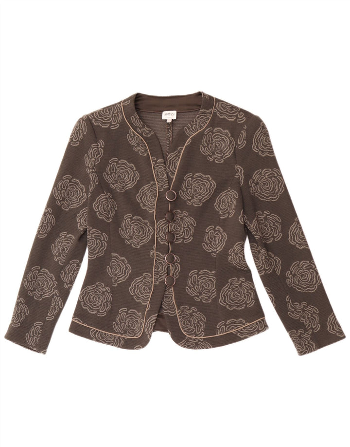 Armani Collezioni Chaqueta Blazer de 5 Botones para Mujer UK 10 Small Gris Floral