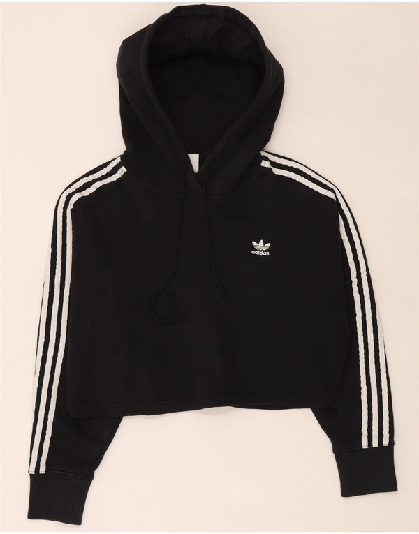 ADIDAS Jersey con capucha corta extragrande para mujer UK 6 XS Algodón negro