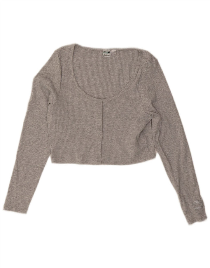 Puma Top corto de manga larga para mujer UK 40 XL Gris