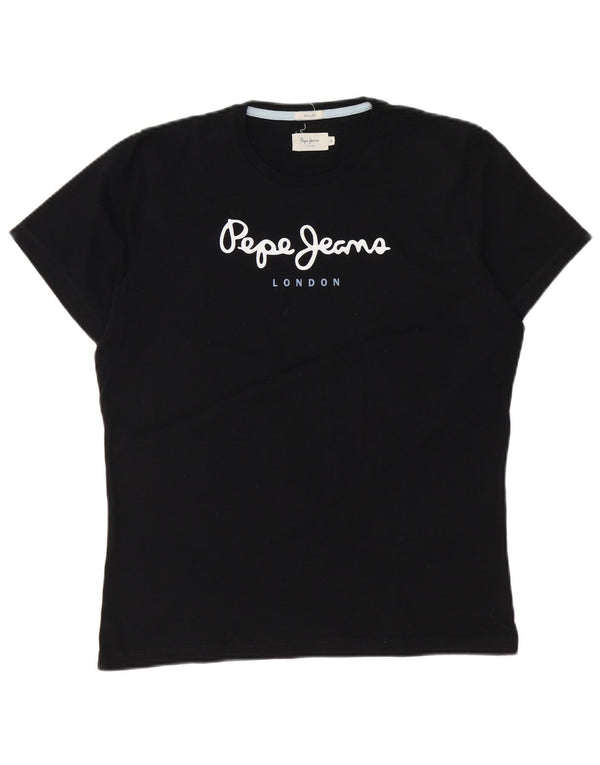 PEPE Jeans Camiseta gráfica para mujer Top UK 44 Mediano Negro Algodón