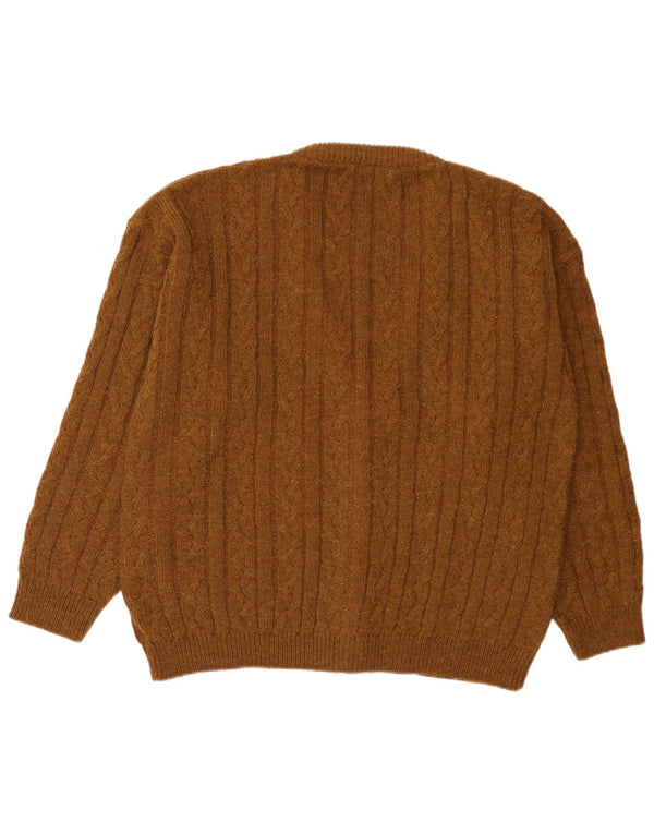 Vintage Mens Cardigan Suéter IT 54 XL Lana de Alpaca Marrón