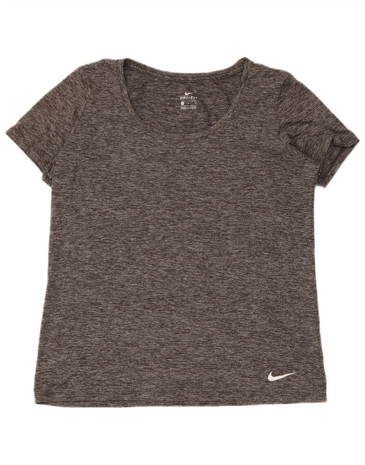 Nike Camiseta Dri Fit para Mujer UK 46 Grande Gris Moteado Poliéster
